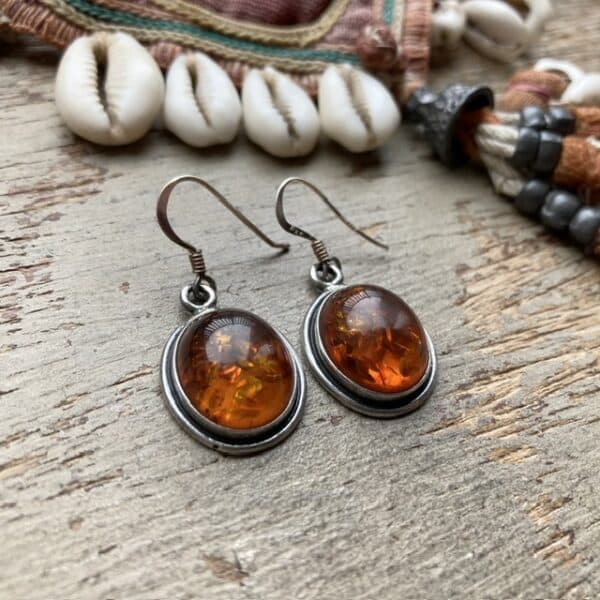 Vintage sterling silver amber earrings