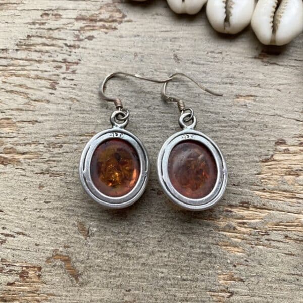 Vintage sterling silver amber earrings