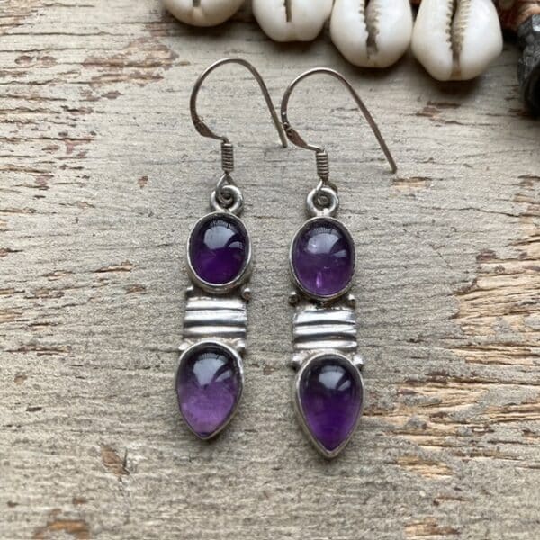 Vintage sterling silver amethyst earrings