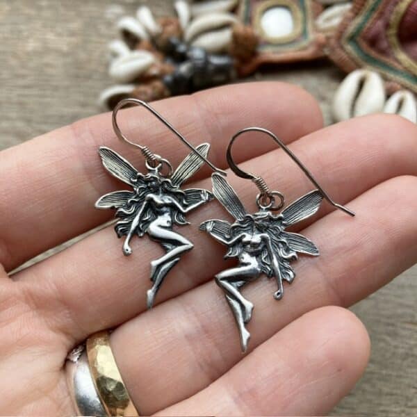 Vintage sterling silver fairy earrings