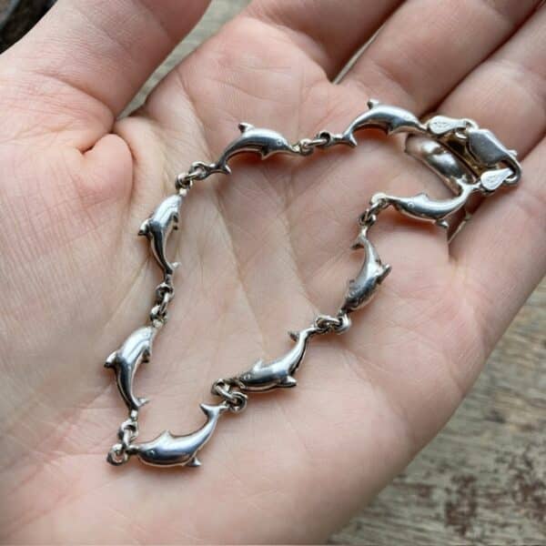 Vintage sterling silver dolphin bracelet