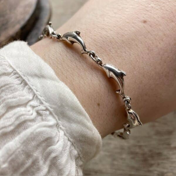 Vintage sterling silver dolphin bracelet