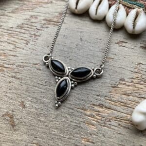 Vintage sterling silver black onyx necklace