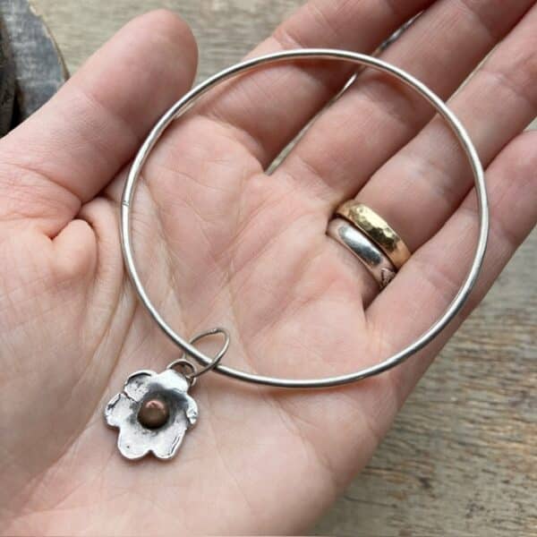 Vintage sterling silver flower bangle