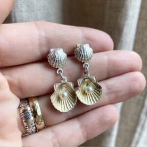 Vintage sterling silver scallop earrings