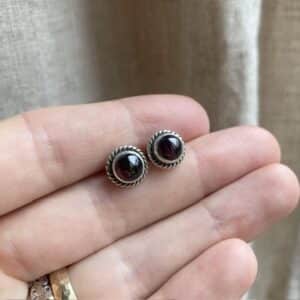 Vintage sterling silver garnet earrings