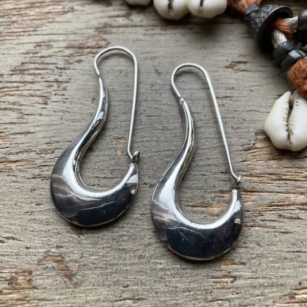 Vintage sterling silver long hooped earrings