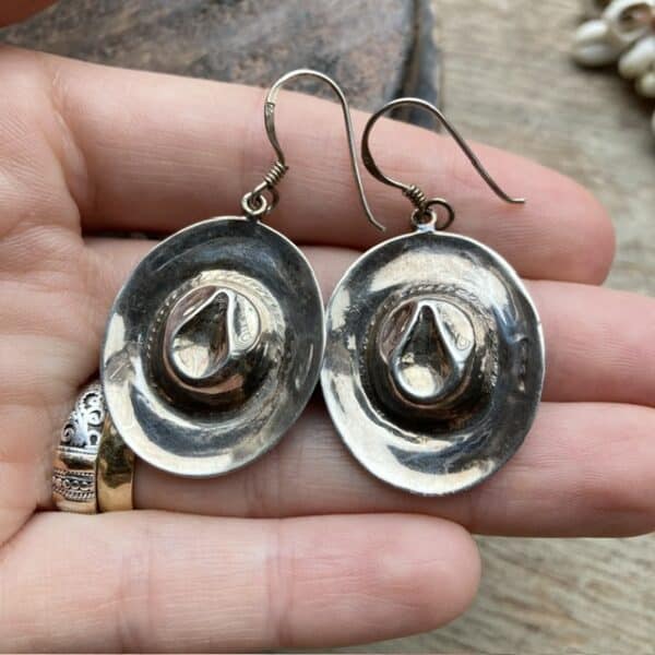 Vintage sterling silver cowboy hat earrings