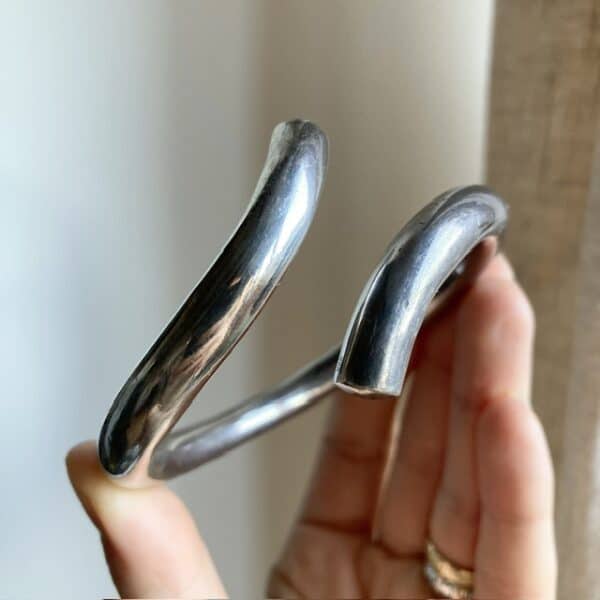 Vintage chunky sterling silver wraparound bangle