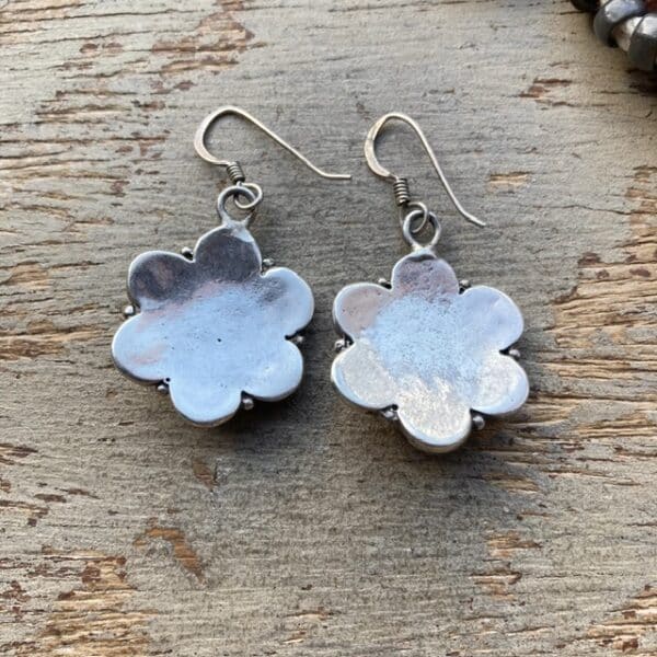 Vintage sterling silver and carnelian flower earrings