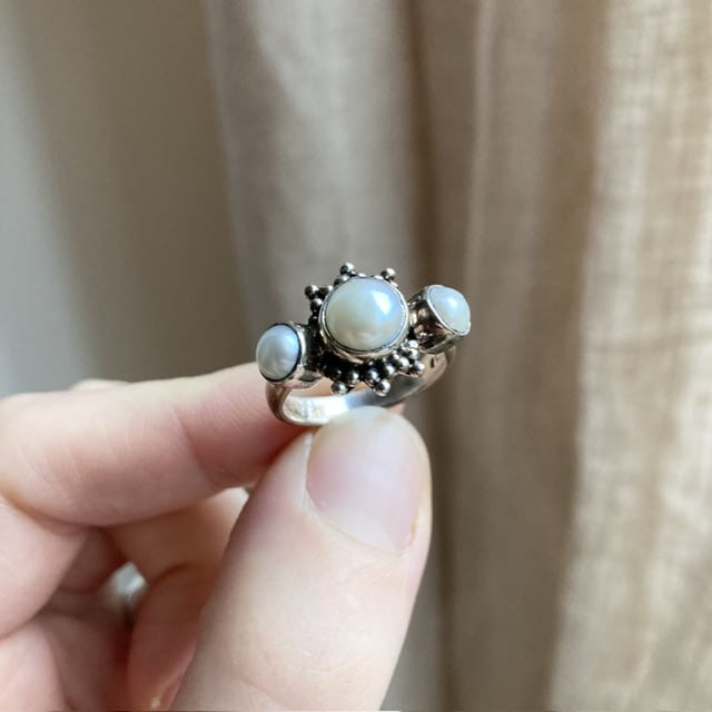 Vintage sterling silver and pearl ring