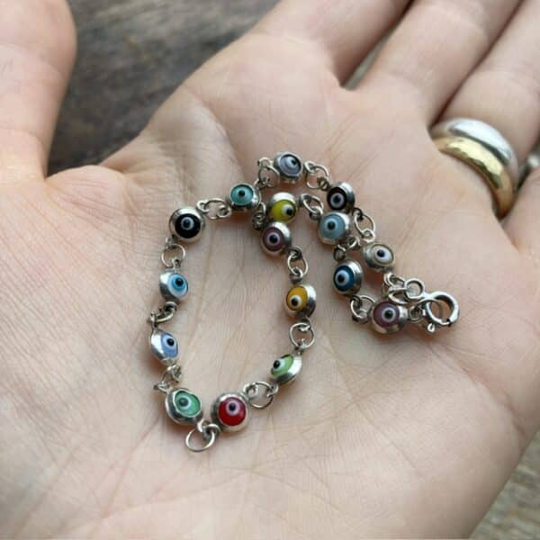 Vintage sterling silver rainbow evil eye bracelet